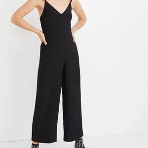 Madewell Cami Wide Leg Boho Shired Sideback Sleevless Black Jumpsuit